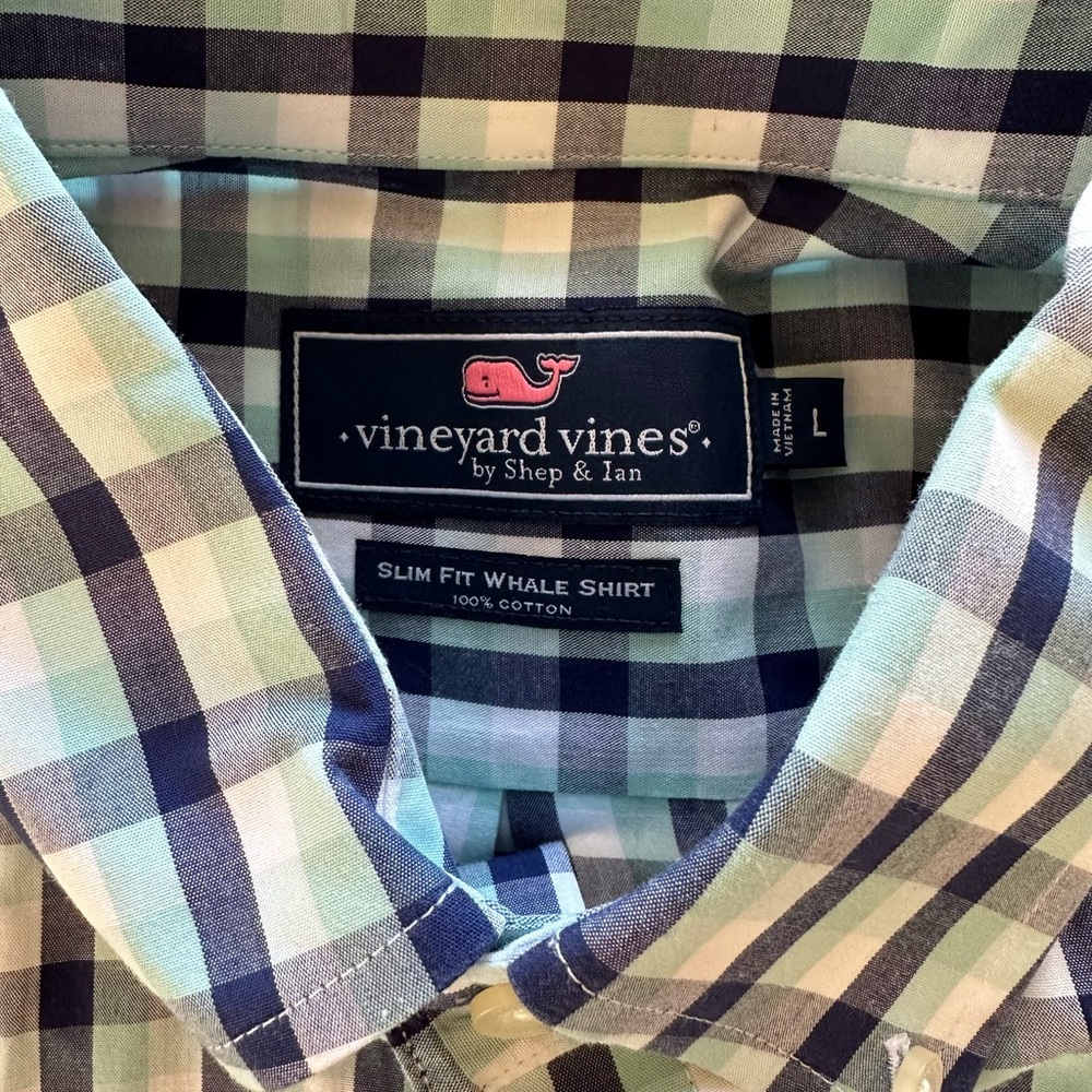 Vineyard Vines Men's Plaid Button-Down Shirt - Blue, Green & White